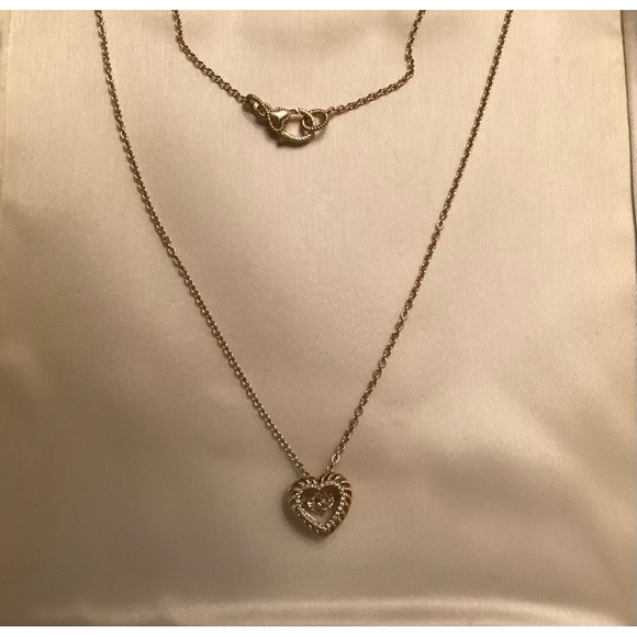 Judith Ripka Gold over .925 Sterling Silver Floating CZ Heart Necklace - Picture 1 of 3